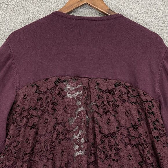 Lane Bryant Light Open Cardigan Women 22/24 Purple Knit 3/4 Sleeve Lace Back T32 - Picture 7 of 16